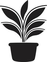 ikon av lugn minimalistisk pott logotyp skulpterad trädgård majestät svartvit design vektor
