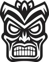 mystiker tiki mask modern svart logotyp design med stam- stil invecklad tiki totem ikoniska enfärgad vektor emblem