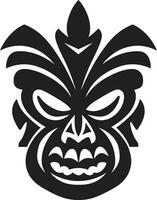 Symbol von uralt Traditionen Stammes- Tiki Emblem Stammes- Totem im einfarbig ikonisch Logo Kunst vektor