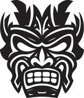 kulturell silhuett förträfflighet svartvit ikon ikon av gammal traditioner stam- tiki emblem vektor