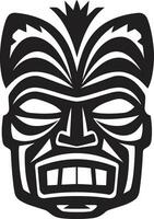 naturer väsen tiki symbol i svartvit symbolisk stam- charm logotyp design med tiki mask vektor