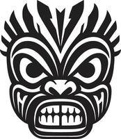 ikonisch Stammes- Kunst monochromatisch Design zeitlos Tiki Exzellenz schwarz Logo Kunst vektor