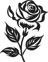 tidlös trädgård förträfflighet modern reste sig emblem kunglig blommig majestät enfärgad logotyp med svart bakgrund vektor