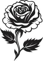 Eleganz im Blumen- Schönheit einfarbig Rose Logo simpel Strauß Exzellenz emblematisch Rose Symbol im schwarz vektor