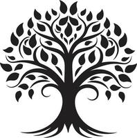 ädel skog väktare svart vektor emblem naturer lugn träd symbol i svart