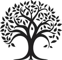 Naturen Gelassenheit Baum Symbol im schwarz emblematisch Wald Charme Logo Design vektor
