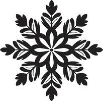 majestätisk isig kristall i svart symbolisk design elegans i snöfall svartvit symbolisk ikon vektor