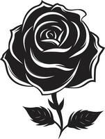 Blumen- Majestät schwarz Rose Logo Silhouette Symbol von Liebe einfarbig Rose Blume Symbol vektor