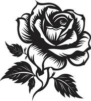 kunglig blommig majestät enfärgad logotyp med svart bakgrund elegant symbol av naturer ära vektor blommig reste sig silhuett