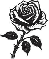 Blumen- Majestät im einfarbig emblematisch Rose Logo Symbol von Blühen Blüten monochromatisch Logo Kunst vektor