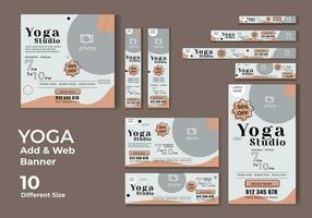 yoga social media posta mall . meditation webb baner samling i annorlunda storlek vektor