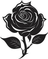 symbol av kärlek svartvit reste sig blomma ikon majestätisk reste sig i svart vektor emblem