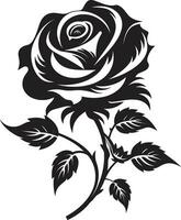 symbol av skönhet svartvit reste sig ikon majestätisk reste sig i svart vektor emblem