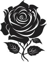 elegans av naturer majestät ikoniska reste sig minimalistisk emblem av ro svartvit emblem vektor