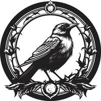 elegant Melodie im schwarz Logo Emblem simpel Rotkehlchen Lied Vektor Vogel Design