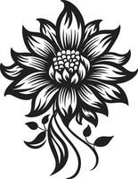 schwarz Blumen- Symbol zum ein himmlisch aussehen schwarz Blumen- Symbol zum ein geometrisch aussehen vektor