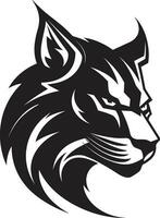 lugn i svartvit lodjur ikon konst majestätisk vildmark katt svart vektor emblem