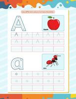 en alfabet spårande öva arbetsblad. pedagogisk färg bok sida med översikt vektor illustration för förskola