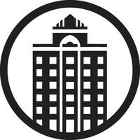 anspruchsvoll Wolkenkratzer schwarz Wohnung Vektor elegant Leben im das Stadt schwarz Logo Symbol