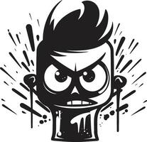 Fett gedruckt und wütend schwarz Maskottchen Logo Graffiti Wut im schwarz Vektor Maskottchen Symbol