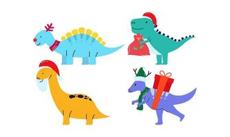 Weihnachten Dinosaurier süß Design Vektor einstellen