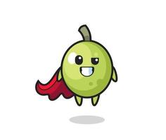 der süße Oliven-Charakter als fliegender Superheld vektor