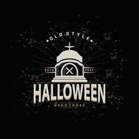 Grabstein Logo, Grab Friedhof kreuzen, einfach Jahrgang Halloween Grab Design vektor