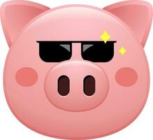 süß Schwein Gesicht Emoji Aufkleber vektor