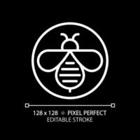 2d Pixel perfekt editierbar Weiß Honigbiene Symbol, isoliert Vektor, dünn Linie Illustration Darstellen Allergen frei. vektor