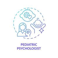 pediatrisk psykolog blå lutning begrepp ikon. mental hälsa. väl varelse. barn terapeut. emotionell friskvård. barnomsorg sjukhus abstrakt aning tunn linje illustration. isolerat översikt teckning vektor