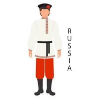 ein Mann im Russisch National traditionell Kostüm. Kultur und Traditionen von Russland. Illustration, Vektor