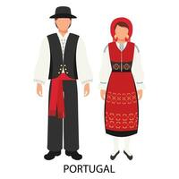 en man och en kvinna i portugisiska folk kostymer. kultur och traditioner av portugal. illustration, vektor