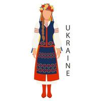 en kvinna i ukrainska nationell traditionell kostym. kultur och retro traditioner av ukraina. illustration, mall, vektor