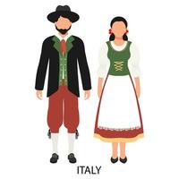 ein Mann und ein Frau im Italienisch Volk Kostüme. Kultur und Traditionen von Italien. Illustration, Vektor