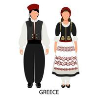 en man och en kvinna i grekisk folk kostymer. kultur och traditioner av grekland. illustration, vektor