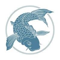 gezeichnet detailliert Wels Fisch im ein Kreis. Illustration, Symbol, Logo, Vektor