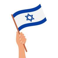 Hand mit Israel Flagge. Israel Unabhängigkeit Tag. Illustration, Vektor