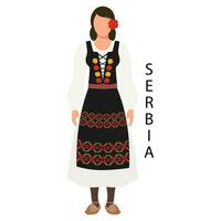 Frau im serbisch Volk retro Kostüm. Kultur und Traditionen von Serbien. Illustration, Vektor
