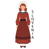 Frau im Slowenisch Volk retro Kostüm. Kultur und Traditionen von Slowenien. Illustration, Vektor