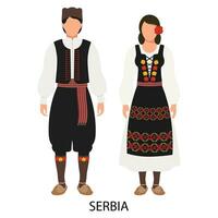 en man och en kvinna, en par i serbian folk kostymer. kultur och traditioner av serbien. illustration, vektor