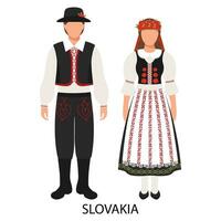 man och kvinna, par i slovakiska folk kostymer. kultur och traditioner av slovakien. illustration, vektor