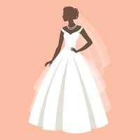 brud i en bröllop klänning, silhuett. lyx bröllop illustration, mall för inbjudan. illustration, vektor