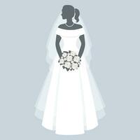 Braut im ein Hochzeit Kleid, Silhouette. Luxus Hochzeit Illustration, Vorlage zum Einladung, Karten. Illustration, Vektor