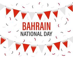 bahrain oberoende dag, bahrain nationell dag. baner med en krans av flaggor och konfetti. affisch, vektor