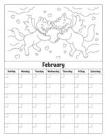 leere kalendervorlage für einen monat ohne daten. farbenfrohes Design mit niedlichem Charakter. Vektor-Illustration. vektor