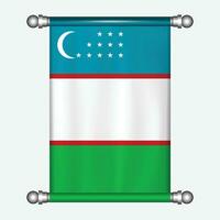 realistisk hängande flagga av uzbekistan vimpel vektor