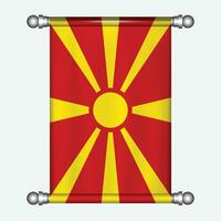 realistisk hängande flagga av macedpmoa vimpel vektor