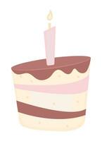 appetitlich Farbe Geburtstag Kuchen mit ein Kerze, süß Keks mit Sahne und Schokolade Glasur vektor