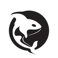 kreatives design des einfachen schwarzen orca-wal-tierschablonenlogos. tödliches Unterwassertier. logo für business, identität und branding. vektor