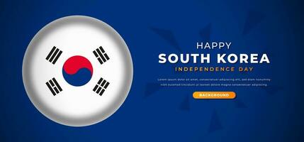 glücklich Süd Korea Unabhängigkeit Tag Design Papier Schnitt Formen Hintergrund Illustration zum Poster, Banner, Werbung, Gruß Karte vektor